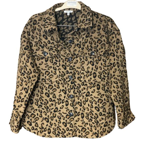 Jodifl leopard print shacket shirt jacket vintage fuzzy soft cozy size small - Picture 1 of 5